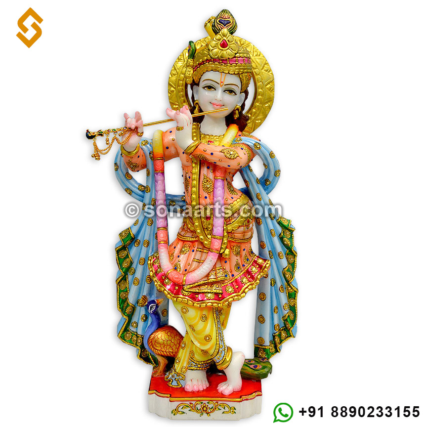 Traditional Krishna Marble Statue For Worship