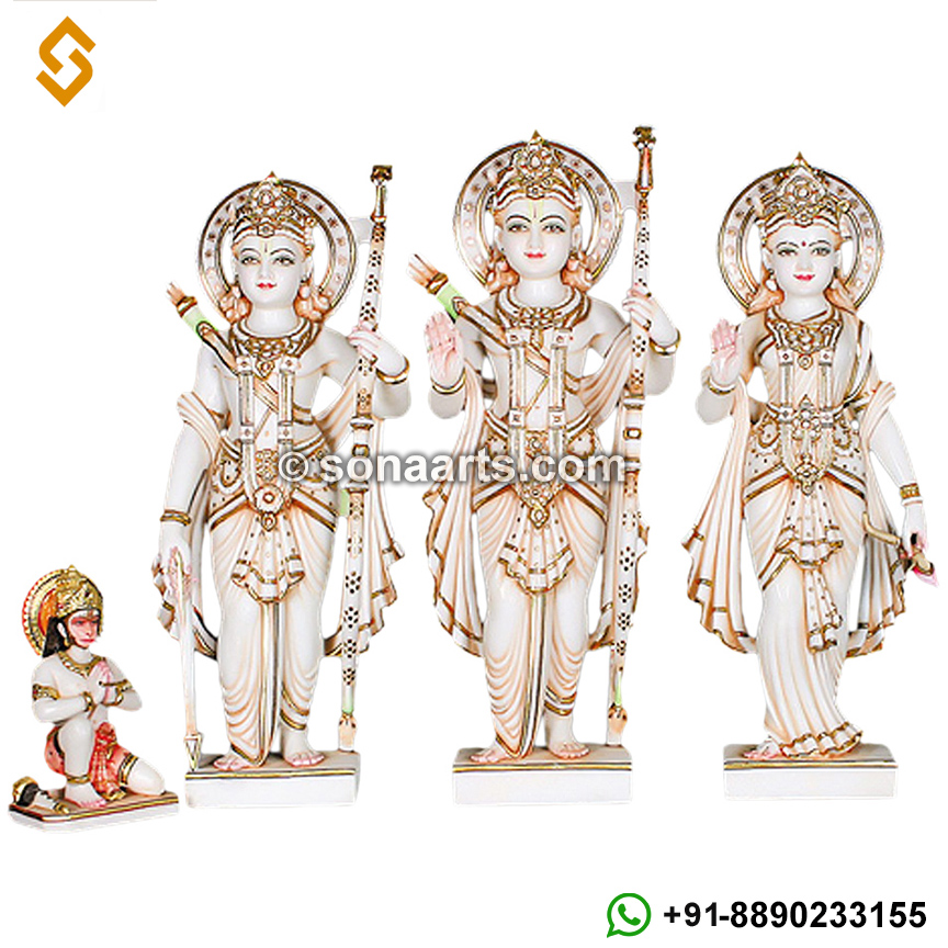 White Makrana Marble Ram Darbar Statues