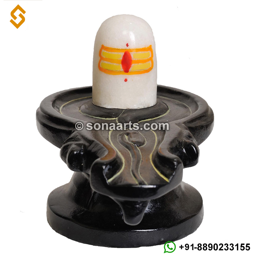 White Marble shivling statue with black yoni